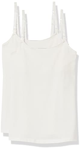 Amazon Essentials Women's Maternity Nursing Tops, Pregnancy Clothes with Adjustable Straps and Built-in Shelf Bra, Pack of 2 - color: 2-pack White, size: Medium