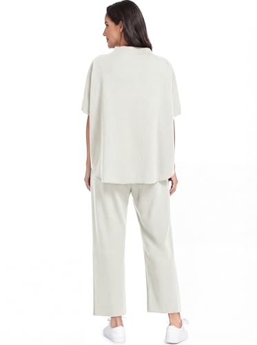 PrinStory Womens Lounge Set Summer 2 Piece Matching Sets - color: Beige, size: XX-Large