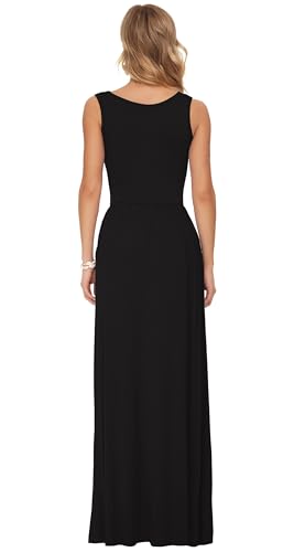 AUSELILY Women's Summer Sleeveless Loose Plain Casual Long Maxi Dresses - color: 01-black, size: Medium