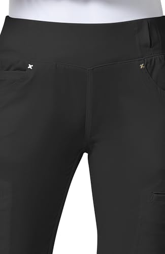 Cherokee Iflex Scrubs for Women Straight Leg Scrub Pants with 6 Pockets - color: Black, size: XX-Small