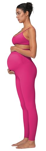 Sunzel Maternity Leggings, Over Belly Pregnancy Yoga Pants, Buttery Soft - color: 28" Hot Pink, size: Medium