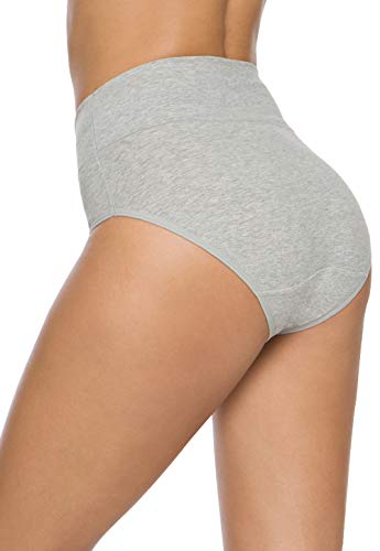Wealurre Women's Comfort Cotton High Waist Underwear Breathable Soft Tummy Control Bikini Panties Plus Size - color: Blue-5pack, size: Medium