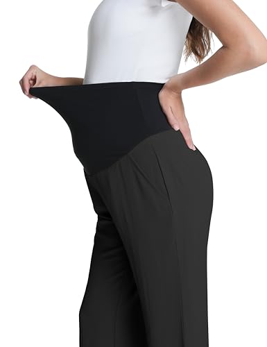 Maternity Pants Wide Leg Pregnancy Palazzo Pants - color: Black, size: XX-Large