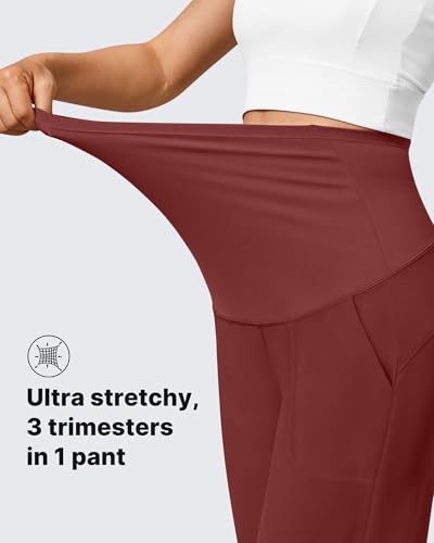 G4Free EverGoing Maternity Pants Over The Belly Pregnancy Joggers Workout - color: Wine, size: X-Large