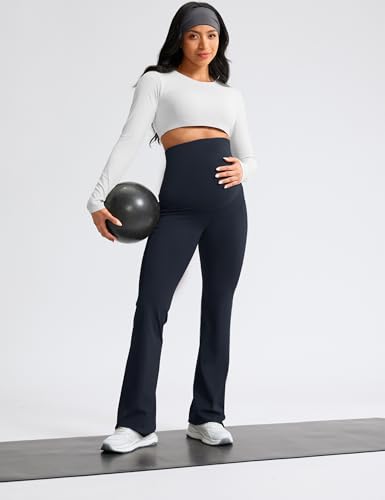 Mama Land Buttery Soft Maternity Flare Leggings - color: Navy Blue, size: XX-Large