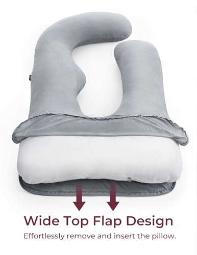 Momcozy Cooling Pregnancy Pillow Cover, U Shaped Maternity Pillowcase - color: U Shape-cooling-grey