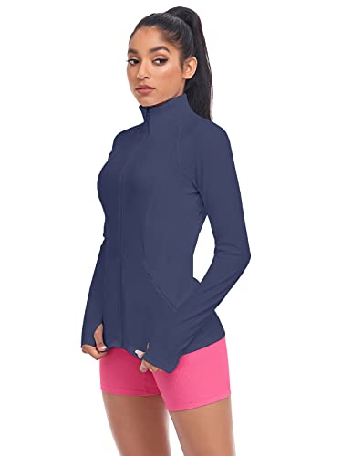 VUTRU Women's Workout Yoga Jacket Full Zip Running Athletic Track Jacket - color: Back Mesh Vent Blue, size: X-Small