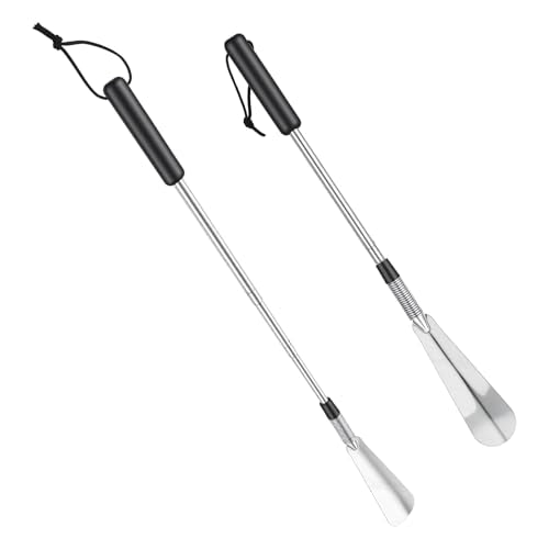 Shoe Horn Long Handle Retractable Aluminum Shoe Horn Folding Portable Adjustable Telescopic Horns for Seniors Men Boots Women