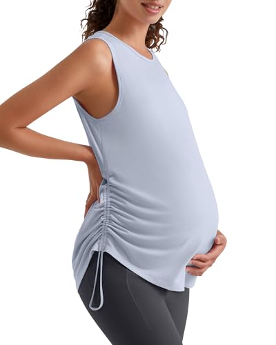 G4Free Lyocell Maternity Tank Tops Pregnancy Sleeveless Workout Shirts - color: Light Denim, size: XX-Large
