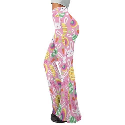 70s Bell Bottom for Women Hippie High Waist Flare Pants - color: Cute Rabbit Egg, size: X-Large