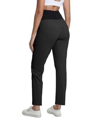 V VOCNI Maternity Pants Work Dress Pockets Ankle Pregnancy Scrub Pants - color: Black, size: X-Large