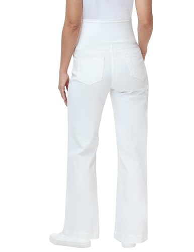 Women's Maternity Jeans Wide Leg Pants - color: White, size: XX-Large