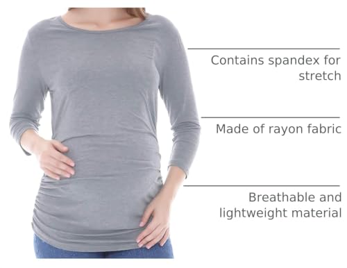 Smallshow Women's Maternity Tunic Shirts 3/4 Sleeve Ruched Pregnancy Tops - color: Navy-black-grey(3 Pack), size: Medium