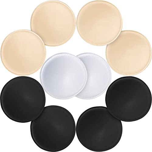 URSMART Round Bra Inserts Pads, Removable and Washable Bra Cups Inserts for Bikinis Top Swimsuit Sport Bra - color: A/B Beige White Black