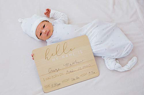 Pearhead Wooden Baby Welcome Sign - color: Hello World Baby Arrival Sign