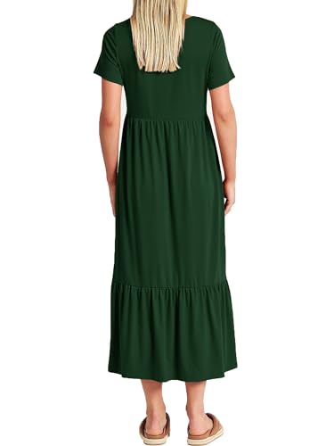CzzzyL Women Nursing Dress Maternity Maxi Tiered Cocktail with Pockets - color: Deep Green, size: Small
