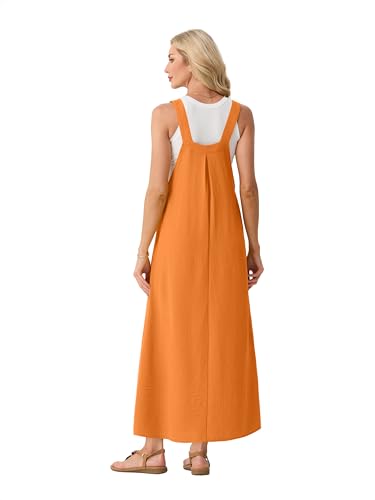 Lepunuo Summer Dresses Women Bib Overall Dresses Adjustable Beach - color: A - Bright Orange, size: X-Large