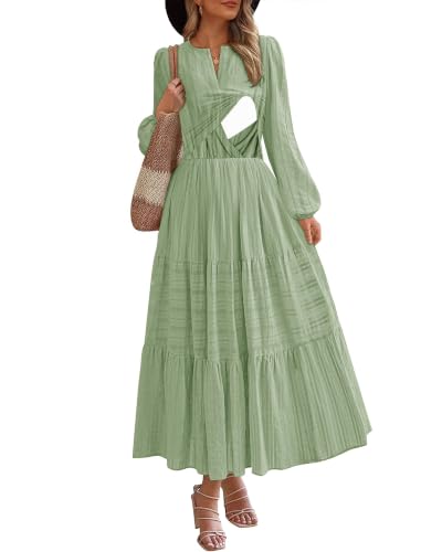 CzzzyL Nursing Fall Dresses for Women Maxi Dress with Pockets - color: Green, size: X-Large
