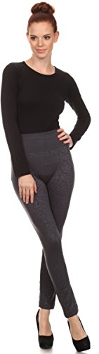 Sakkas Women's Patterned Soft Fleece Lined High Waist Leggings - color: Charcoal, size: One Size