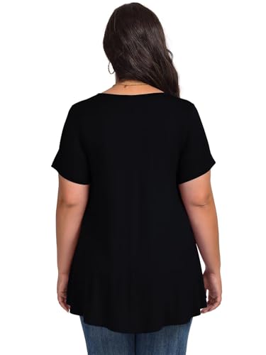LARACE Plus Size Tops for Womens Button Down Tunics Shirts Summer Blouses - color: Black, size: 1X