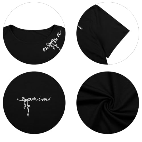 Maternity Shirts for Women Pregnancy Top Tees Crew Neck Graphic Side Ruched Casual Mama Clothes - color: Black, size: Medium