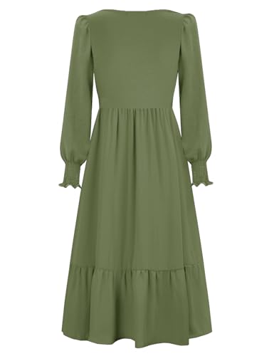 CzzzyL Women Nursing Dresses Crew Neck Fall Maternity Tiered with Pockets - color: Green, size: Large