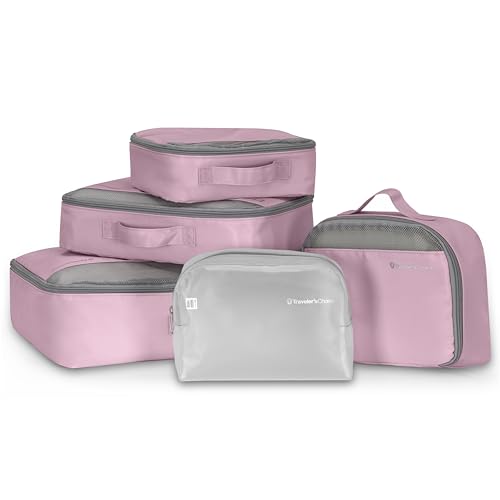 Traveler's Choice Cloverland Packing Cubes, 5-Piece Set, Pink - color: Pink