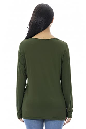 Smallshow Women's Nursing Tops Long Sleeve Breastfeeding Shirts 3 Packs - color: Army Green-black-light Grey(3 Packs), size: Medium