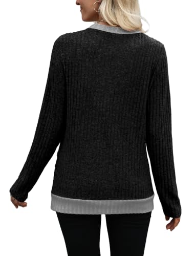 Sampeel Long Sleeve Shirts for Women Lightweight Sweaters Fall Tops - color: Black, size: X-Large