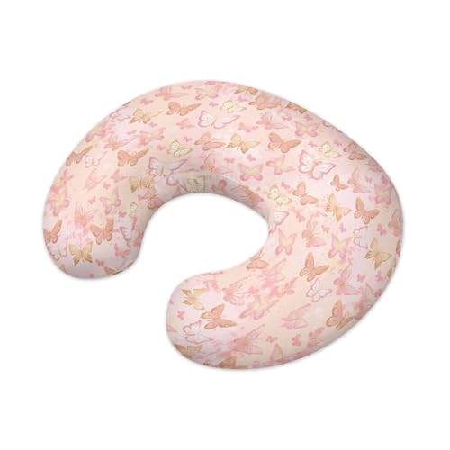 Butterflies Pink Pillow Covers for Boppy/Most Crescent-Shaped Breastfeeding Pillow Cover Half Round Pillowcase Nursing Pillow Covers for Baby Girl - color: Butterflies Pink, size: 1 pack