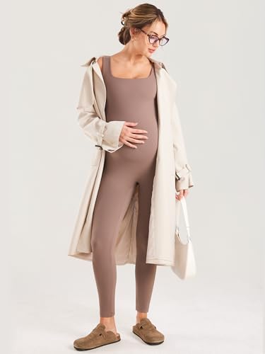 MOMANDA Maternity Jumpsuit Leggings 25" - color: Brown Purple, size: Small