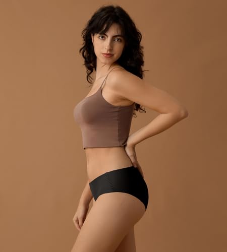 SHARICCA Womens Seamless Underwear Nuage No Show Hipster Panties 5 Pack - color: All Black, size: Medium