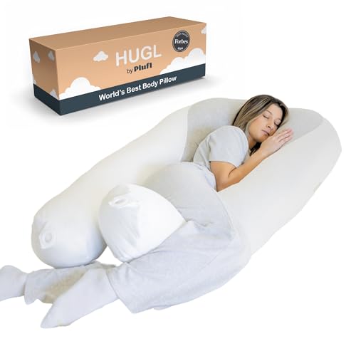Plufl Hugl Cooling Body Pillow for Adults, U Shaped Pregnancy Pillow, White - color: White, size: Large