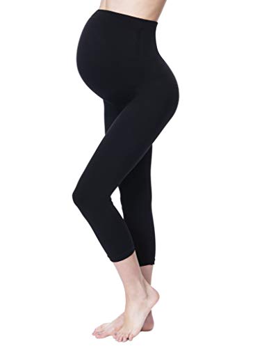 Maternity Pregnant Women stretch comfy 3/4 Leggings, Capri - color: Black, size: Large