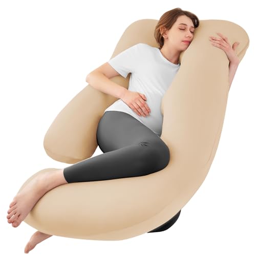Cooling Pregnancy Pillows for Sleeping, 57'' Full Body Pillow, Beige - color: Beige, size: 57 Inch