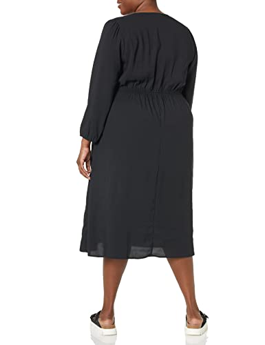 Amazon Essentials Women's Lightweight Georgette Long Sleeve V-Neck Midi Dress (Available in Plus Size) - color: Black, size: X-Small
