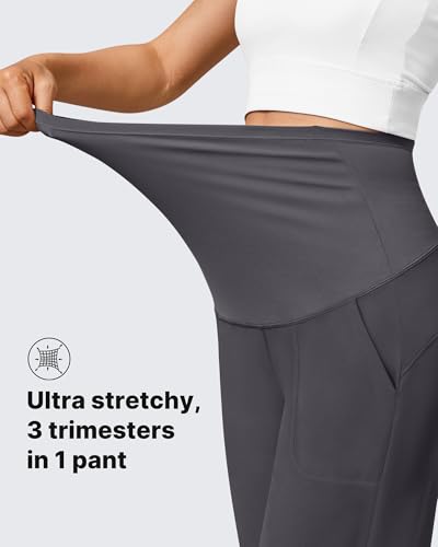 G4Free Maternity Joggers Over Bump Pregnancy Pants,Dark Gray,M,Regular