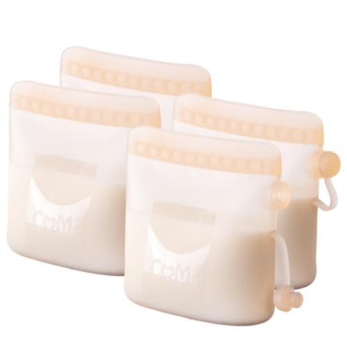COMI Silicone Breast Milk Storage Bags Reusable, 9oz, BPA Free, 4Pink - color: 4Pink