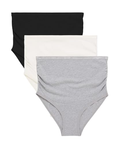Subset Women's Organic Cotton Maternity Above the Belly Briefs,Knickey 3 Pk - color: Carbon + Lunar + Cloud, size: Small