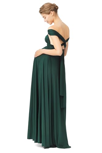 72styles Maternity Multi-Way Wrap Infinity Maxi Dress for Baby Shower - color: Dark Green, size: One Size Plus