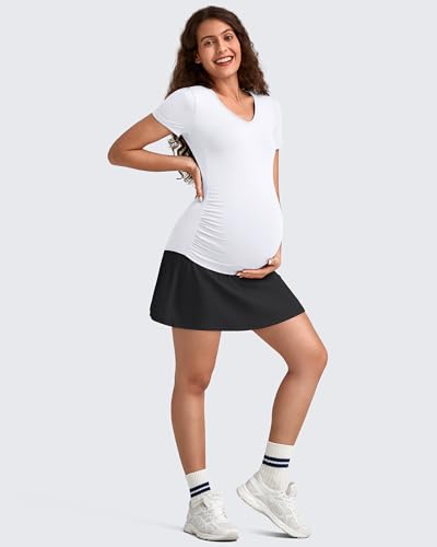 G4Free BareFeel Maternity Skirt with 2 Pockets Pregnancy Shorts Tennis Golf - color: Black, size: Small
