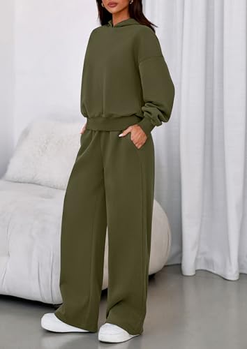 PRETTYGARDEN 2 Piece Lounge Sets for Women Matching Sweatsuits - color: Army Green, size: Small