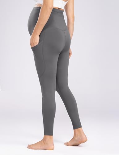 Enerful Maternity Leggings for Women - color: 3pack Black/Gray/Navy, size: Large