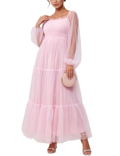 Maternity Maxi Dress Women Elegant Mesh Dress for Baby Shower - size: Medium