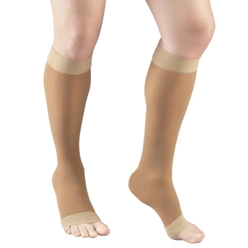 Truform Sheer Compression Stockings, 8-15 mmHg, Women's Knee High Length, 20 Denier - color: Beige, size: Small (1 Pair)