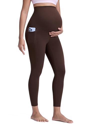 CRZ YOGA Maternity Leggings Pockets 25" - color: Hot Fudge Brown, size: X-Large