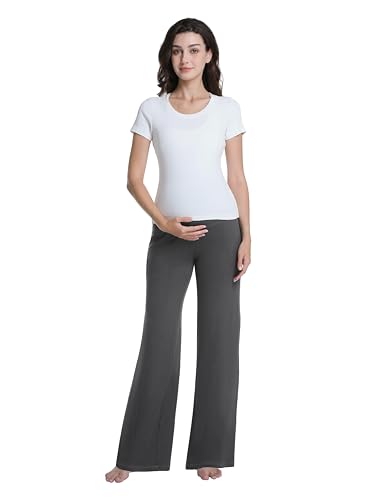 3 Pack Women's Maternity Pants Wide Leg - color: 3 Pack Black/Hemp Grey/Dark Grey, size: Small