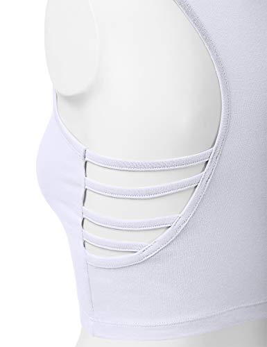 Women's Sleeveless Racerback Crop Tank Top Camisole Backless Scoop Neck Shirts - color: 964-white, size: X-Large