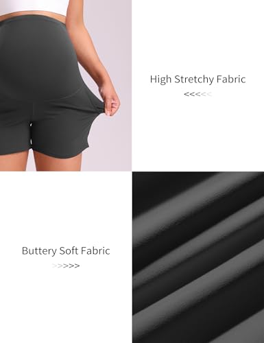 Mama Land Women's Maternity Athletic Shorts with Pockets, 4 Inch - color: Dark Grey, size: X-Large