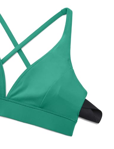 CRZ YOGA Butterluxe Deep V Neck Sports Bras - color: Cascadia Green, size: Medium